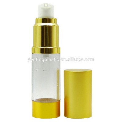 15ml Empty Clear Plastic Airless Bottles Wholesale Travel Golden Matt Airless Bottle